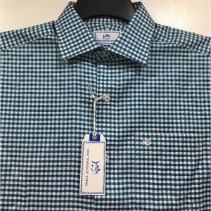 Southern Tide Classic Fit Blue Gingham 1804 Cool Breeze Button Shirt Men's Small